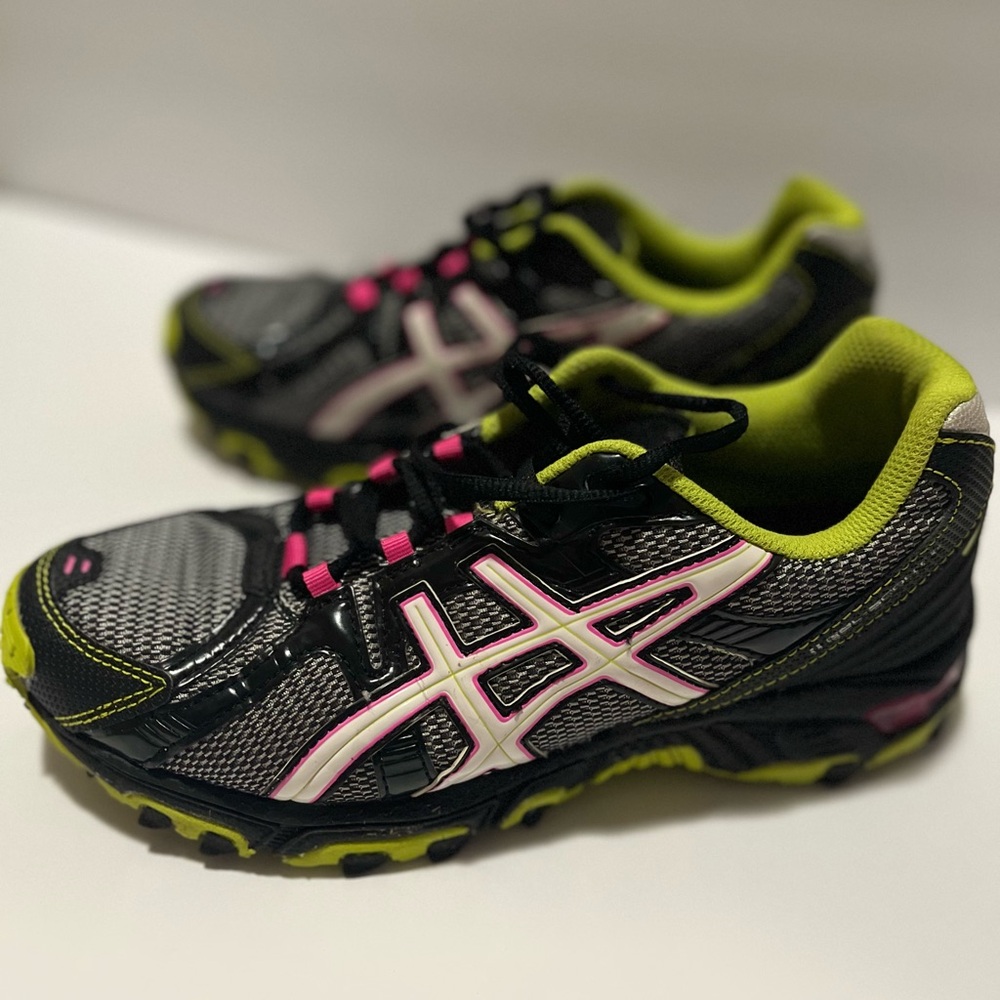 Asics Lime Green and Black Athletic Shoes